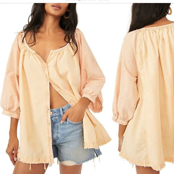 FREE PEOPLE Oxford Swing Cotton Tunic Top Size S - Picture 1 of 6